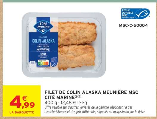 FILET DE COLIN ALASKA MEUNIÈRE MSC CITÉ MARINE