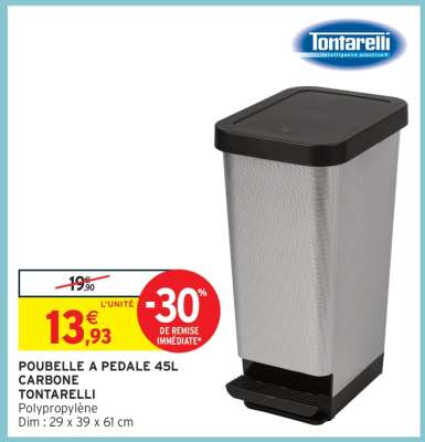 POUBELLE A PEDALE 45L CARBONE TONTARELLI