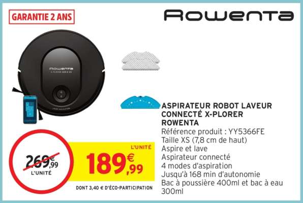 Aspirateur Robot Laveur Connecté X-Plorer Rowenta