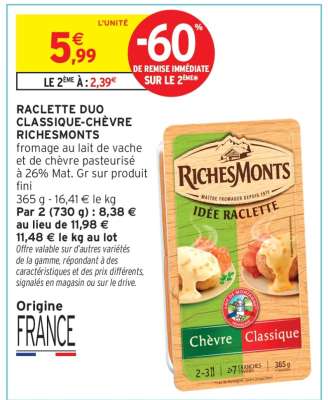 Raclette Duo Classique-Chèvre RichesMonts