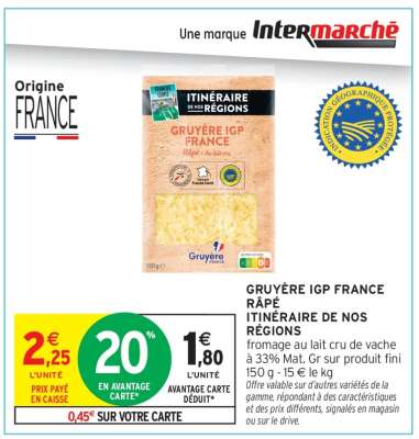 GRUYÈRE IGP FRANCE RÂPÉ ITINÉRAIRE DE NOS RÉGIONS