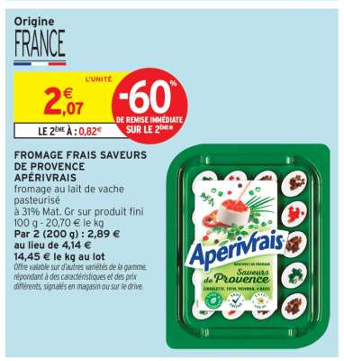 FROMAGE FRAIS SAVEURS DE PROVENCE APÉRIVRAIS