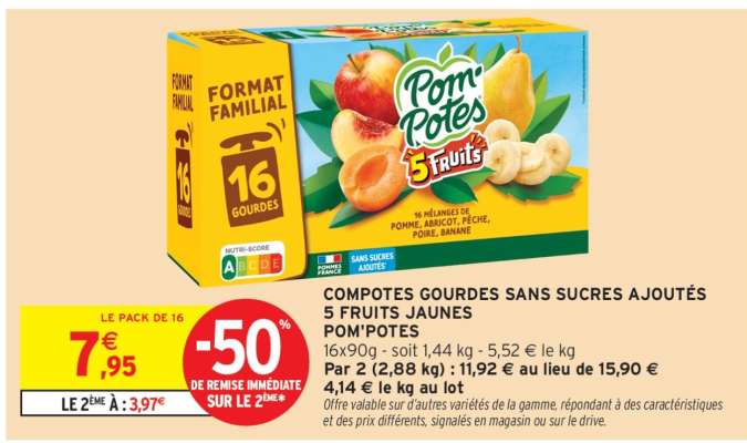 COMPOTES GOURDES SANS SUCRES AJOUTÉS 5 FRUITS JAUNES