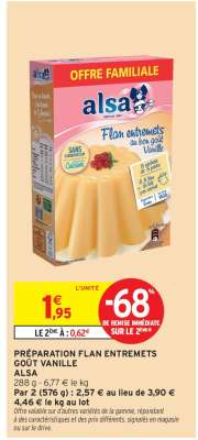 PRÉPARATION FLAN ENTREMETS GOÛT VANILLE ALSA