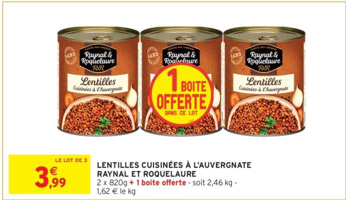 Lentilles Cuisinées À L'auvergnate Raynal Et Roquelaure