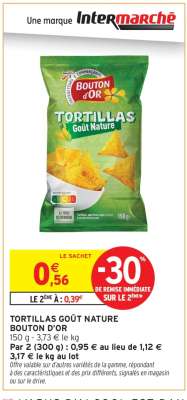 TORTILLAS GOÛT NATURE BOUTON D'OR