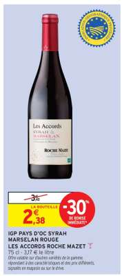 IGP PAYS D'OC SYRAH MARSELAN ROUGE LES ACCORDS ROCHE MAZET