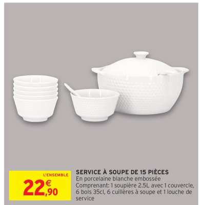 Service à soupe de 15 pièces