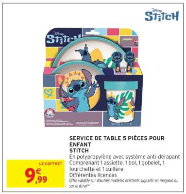 Service de table 5 pièces pour enfant Stitch