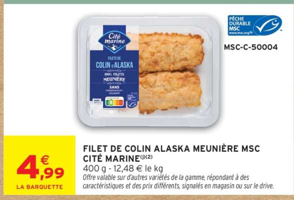 FILET DE COLIN ALASKA MEUNIÈRE MSC CITÉ MARINE