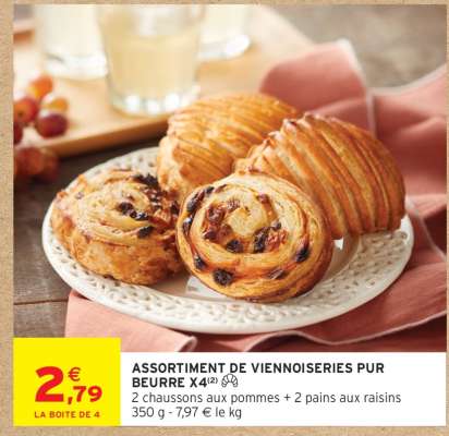ASSORTIMENT DE VIENNOISERIES PUR BEURRE X4
