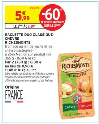 Raclette Duo Classique-Chèvre RichesMonts