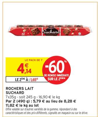 Rochers Lait Suchard