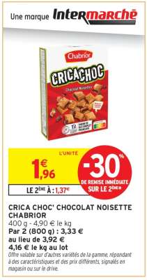 CRICA CHOC' CHOCOLAT NOISETTE CHABRIOR