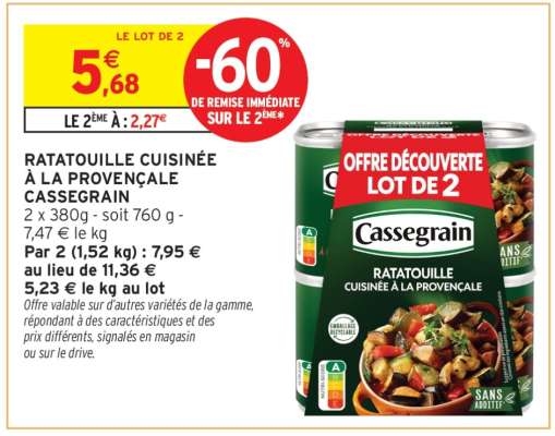 Ratatouille Cuisinée À La Provençale Cassegrain