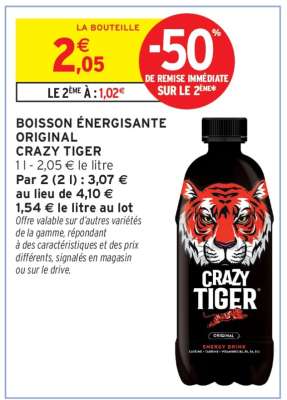 BOISSON ÉNERGISANTE ORIGINAL CRAZY TIGER