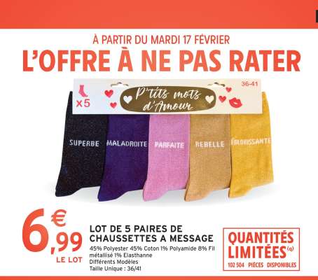 Lot de 5 paires de chaussettes à message