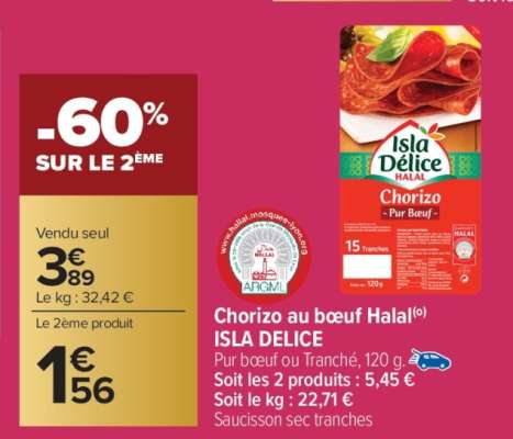 Chorizo au bœuf Halal