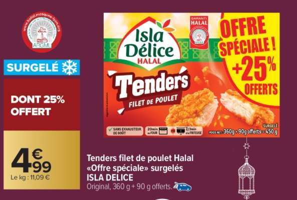 Tenders filet de poulet Halal «Offre spéciale» surgelés ISLA DÉLICE