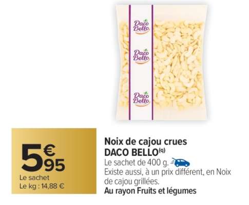 Noix de cajou crues DACO BELLO