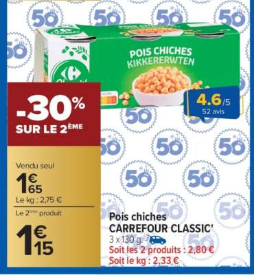 Pois chiches CARREFOUR CLASSIC'