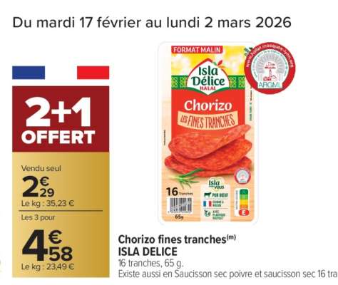 Chorizo fines tranches ISLA DELICE