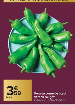 Poivron corne de bœuf vert ou rouge