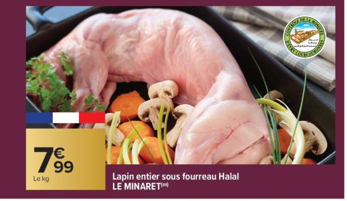 Lapin entier sous fourreau Halal LE MINARET