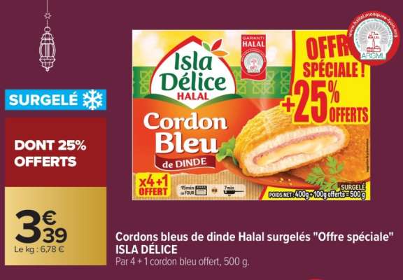 Cordons bleus de dinde Halal surgelés "Offre spéciale" ISLA DÉLICE