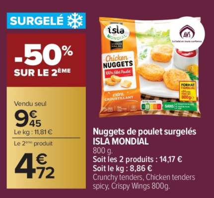 Nuggets de poulet surgelés ISLA MONDIAL