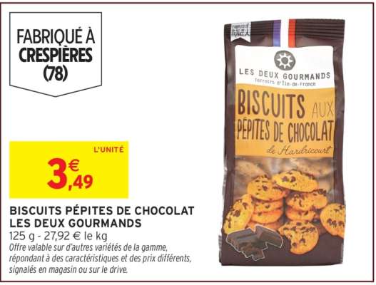 BISCUITS PÉPITES DE CHOCOLAT LES DEUX GOURMANDS