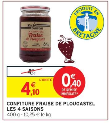 CONFITURE FRAISE DE PLOUGASTEL LES 4 SAISONS