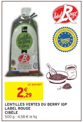 LENTILLES VERTES DU BERRY IGP LABEL ROUGE CIBÈLE