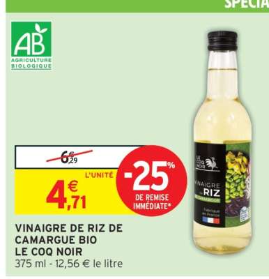 Vinaigre de Riz de Camargue Bio Le Coq Noir