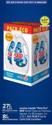 Lessive liquide "Pack Eco" SKIP Active Clean