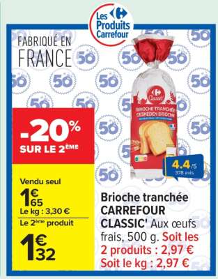 Brioche Tranchée Carrefour Classic'