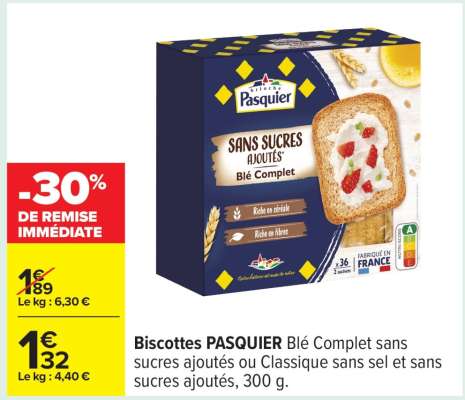 Biscottes PASQUIER Blé Complet