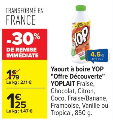 Yaourt à boire YOP "Offre Découverte" YOPLAIT