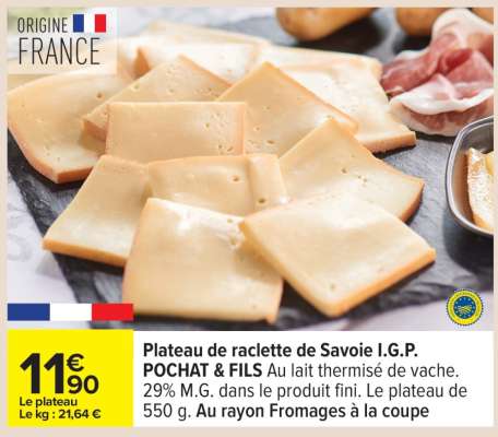 Plateau de raclette de Savoie I.G.P