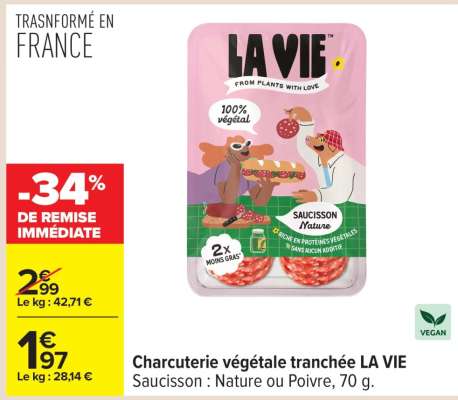 Charcuterie végétale tranchée LA VIE