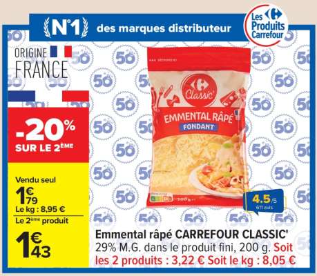 EMMENTAL RÂPÉ CARREFOUR CLASSIC