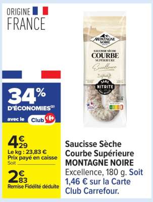 Saucisse Sèche Courbe Supérieure MONTAGNE NOIRE