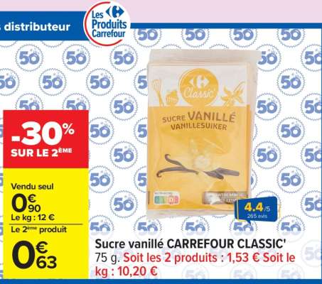 Sucre vanillé CARREFOUR CLASSIC'