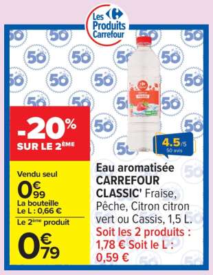 Eau aromatisée CARREFOUR CLASSIC'