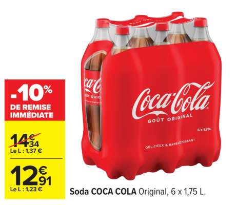 Soda COCA COLA Original, 6 x 1,75 L