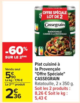 Plat cuisiné à la Provençale "Offre spéciale" CASSEGRAIN