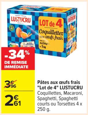 Pâtes aux œufs frais "Lot de 4" LUSTUCRU