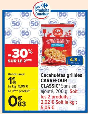 Cacahuètes grillées CARREFOUR CLASSIC'