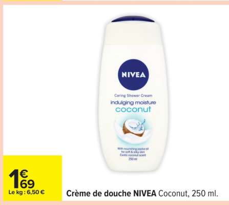 Crème de douche NIVEA Coconut, 250 ml