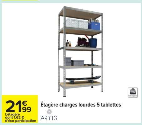 Étagère charges lourdes 5 tablettes
